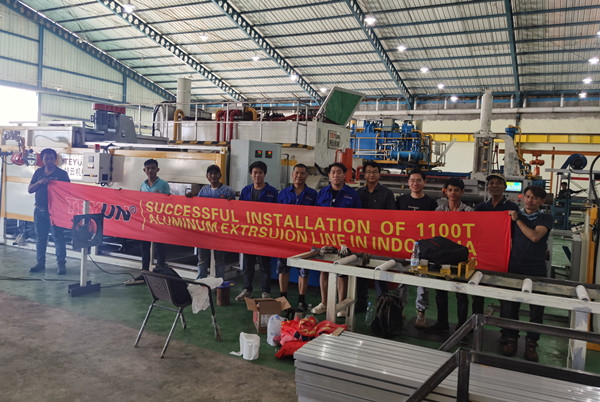 Teyun 1100T aluminum extrusion line successfully installed in Indonesia